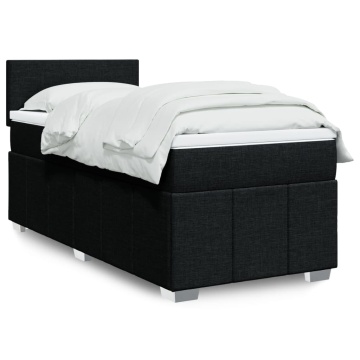 Pat box spring cu saltea, negru, 90x200 cm, textil - Img 1