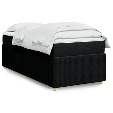 Pat box spring cu saltea, negru, 90x200 cm, textil - Img 1
