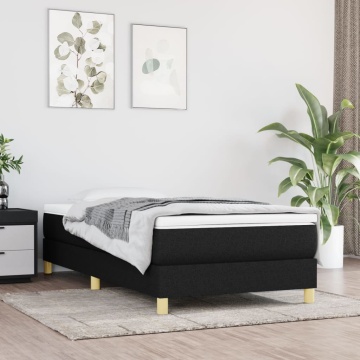 Pat box spring cu saltea, negru, 90x200 cm, textil - Img 1