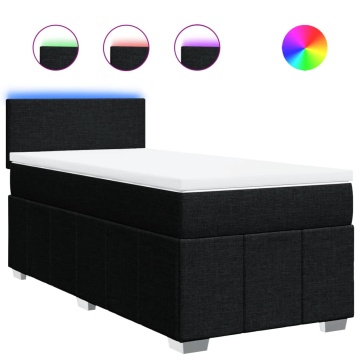 Pat box spring cu saltea, negru, 90x200 cm, textil - Img 2