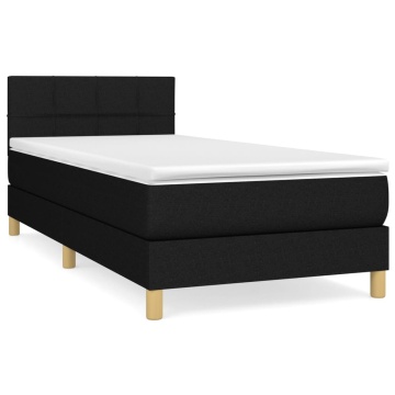 Pat box spring cu saltea, negru, 90x200 cm, textil - Img 2