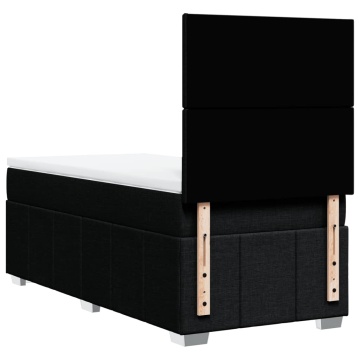 Pat box spring cu saltea, negru, 90x200 cm, textil - Img 5