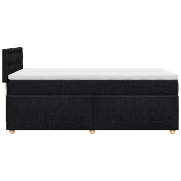 Pat box spring cu saltea, negru, 90x200 cm, textil - Img 8