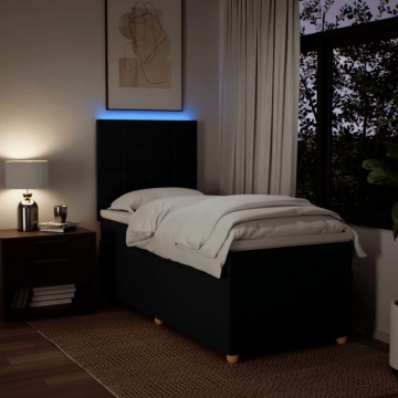 Pat box spring cu saltea, negru, 90x200 cm, textil - Img 8