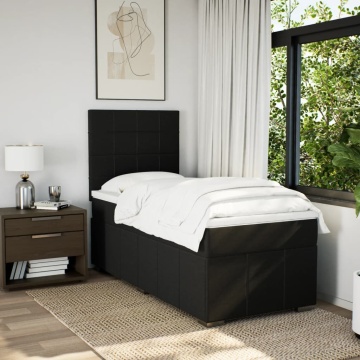 Pat box spring cu saltea, negru, 90x200 cm, textil - Img 8