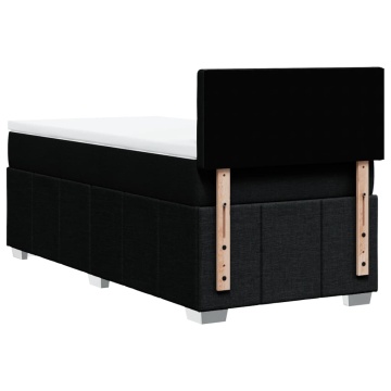 Pat box spring cu saltea, negru, 90x200 cm, textil - Img 7