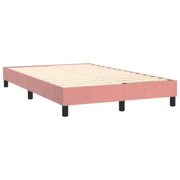 Pat box spring cu saltea, roz, 120x200 cm, catifea - Img 4