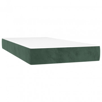 Pat box spring cu saltea, verde închis, 90x200 cm, catifea - Img 4