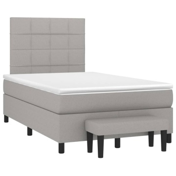 Pat continental cu saltea, gri deschis, 120x200 cm, textil - Img 3