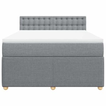Pat continental cu saltea, gri deschis, 160x200 cm, textil - Img 4