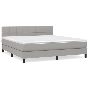 Pat continental cu saltea, gri deschis, 160x200 cm, textil - Img 2