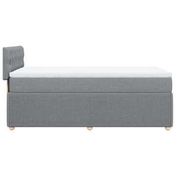 Pat continental cu saltea, gri deschis, 80x200 cm, textil - Img 6