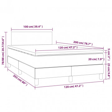 Pat continental cu saltea, negru, 120x200 cm, piele ecologică - Img 6