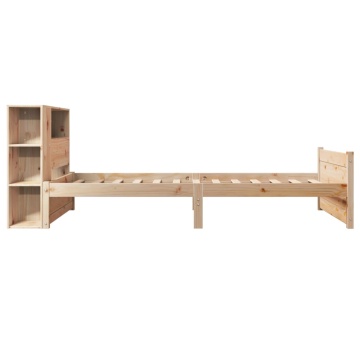 Pat cu bibliotecă fără saltea, 75x190 cm, lemn masiv de pin - Img 8