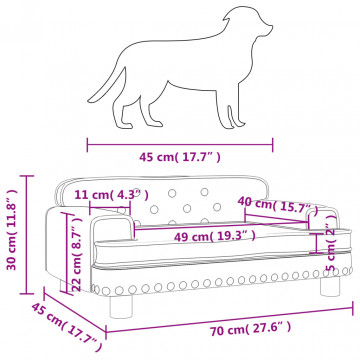 Pat de câini, gri închis, 70x45x30 cm, catifea - Img 6