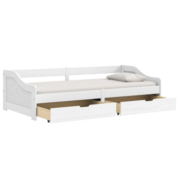 Pat de zi cu 2 sertare IRUN, alb, 90x200 cm, lemn masiv pin - Img 3