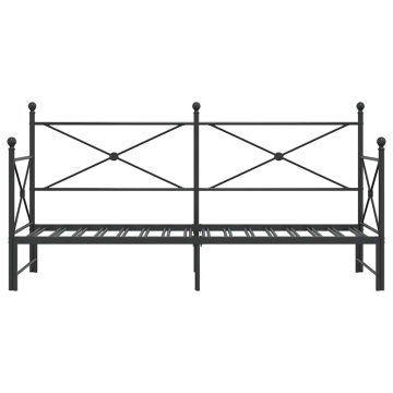 Pat de zi cu căuț fără saltea Negru 80x200 cm Oțel - Img 5