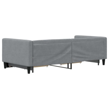 Pat de zi cu extensie și sertare, gri deschis, 90x200 cm textil - Img 8