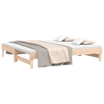 Pat de zi extensibil, 2x(75x190) cm, lemn masiv de pin - Img 3