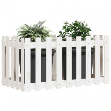 Pat înălțat grădină design gard alb 100x50x70cm lemn pin tratat - Img 3