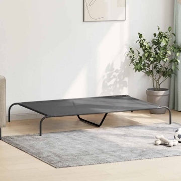 Pat înălțat pentru câini gri 150x90x20 cm Textilenă și oțel - Img 3