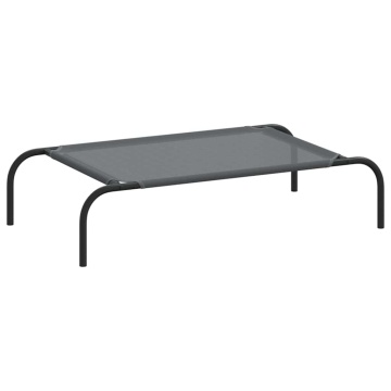 Pat înălțat pentru câini gri 90x50x20 cm Textilenă și oțel - Img 2