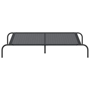 Pat înălțat pentru câini negru 130x80x20 cm Textilenă și oțel - Img 4