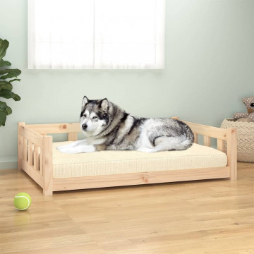 Pat pentru câini, 105,5x75,5x28 cm, lemn masiv de pin - Img 1