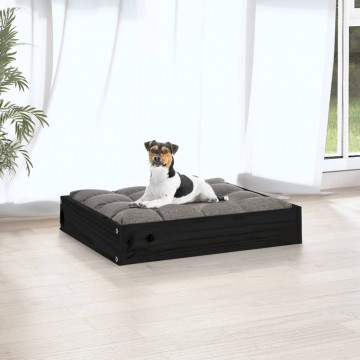 Pat pentru câini, negru, 51,5x44x9 cm, lemn masiv de pin - Img 8