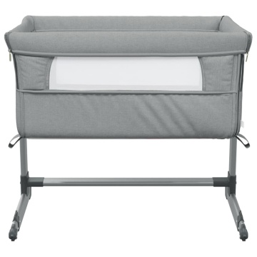 Pat pentru copii cu saltea, gri deschis, pânză textil - Img 3