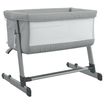 Pat pentru copii cu saltea, gri deschis, pânză textil - Img 8