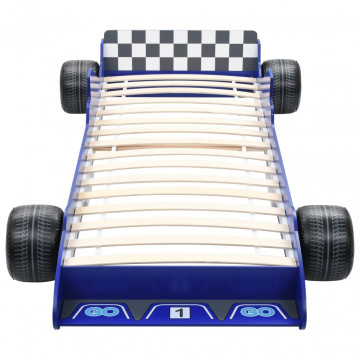 Pat pentru copii mașină de curse, albastru, 90 x 200 cm - Img 3