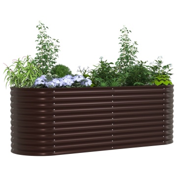Pat Ridicat pentru Grădină Maro 240x80x81 cm din Oțel Galvanizat - Img 3