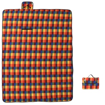 Pătură picnic pliabilă, carouri multicolor, 200x150 cm catifea - Img 3