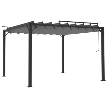 Pavilion cu acoperiș jaluzea antracit 3x3 m țesătură&aluminiu - Img 2
