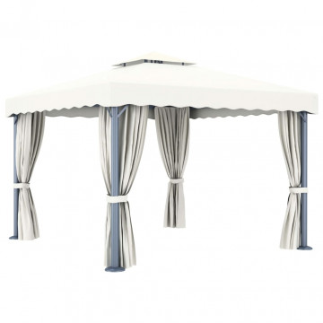 Pavilion cu perdea, alb crem, 3 x 3 m, aluminiu - Img 4