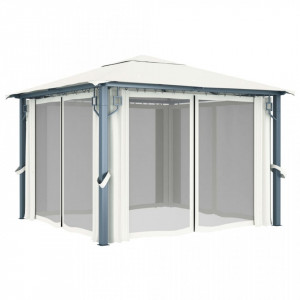 Pavilion cu perdele, crem, 300 x 300 cm - Img 3