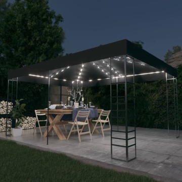 Pavilion cu șir de lumini LED, antracit, 3x4 m - Img 1
