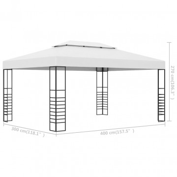 Pavilion de grădină, alb, 4x3x2,7 cm, oțel vopsit electrostatic - Img 8