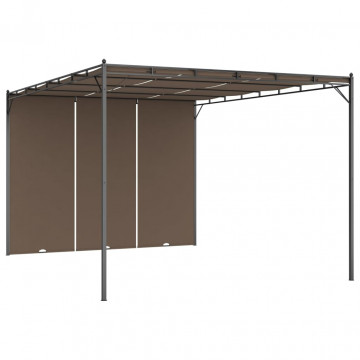 Pavilion de grădină cu perdea laterală, gri taupe, 4x3x2,25 m - Img 1