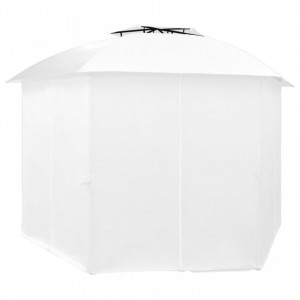 Pavilion de grădină cu perdele, alb, 360x312x265 cm, 180 g/m² - Img 4