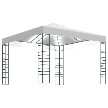 Pavilion de grădină cu șiruri de lumini LED, alb, 3x3 m - Img 2