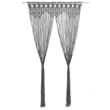 Perdea macrame, antracit, 140 x 240 cm, bumbac - Img 1