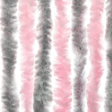 Perdea pentru insecte, gri argintiu și roz, 100x220cm, chenille - Img 7