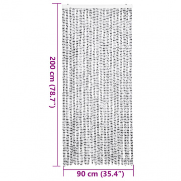 Perdea pentru insecte gri deschis și gri închis90x200cm chenille - Img 7