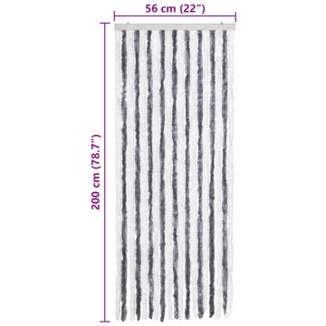 Perdea pentru insecte, gri și alb, 56x200 cm, Chenille - Img 6
