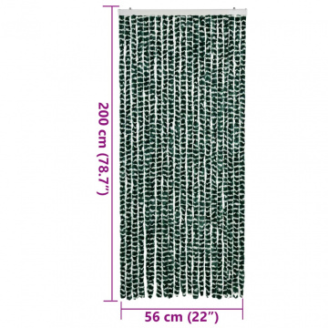 Perdea pentru insecte, verde și alb, 90x200 cm, chenille - Img 7