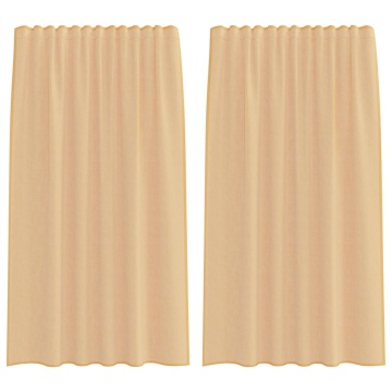 Perdele Voile cu Bucle 2 buc Nisip 140x175 cm - Img 2