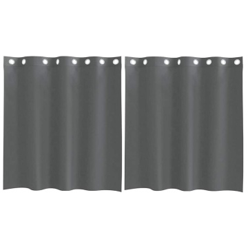 Perdele Voile cu Oelii 2 buc Gri Inchis 140x140 cm - Img 2