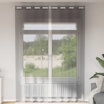 Perdele Voile cu Oelii 2 buc Gri Inchis 140x300 cm - Img 1